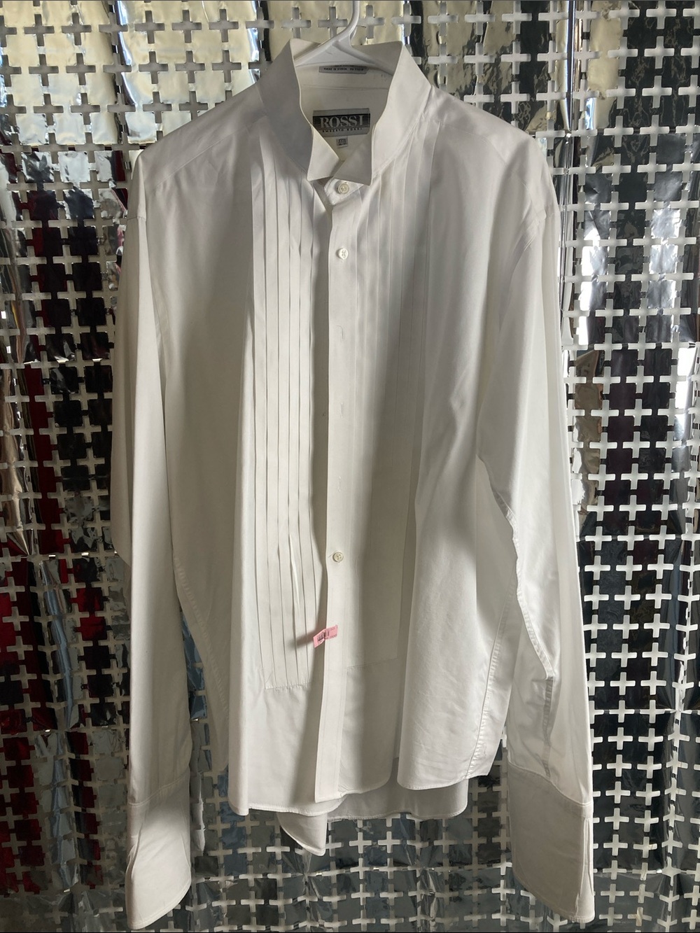 Men's White Pleated Front Dress Shirt by
